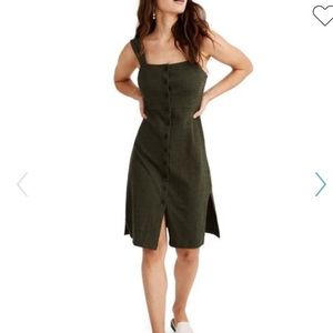 Madewell button-front tank dress in olive green